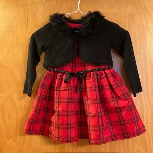 Carter's 24M Holiday Dress, Red & Black Plaid, with Black Sweater